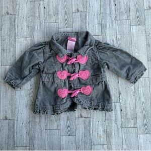 Grey & pink baby girl's corduroy jacket - valentines themed